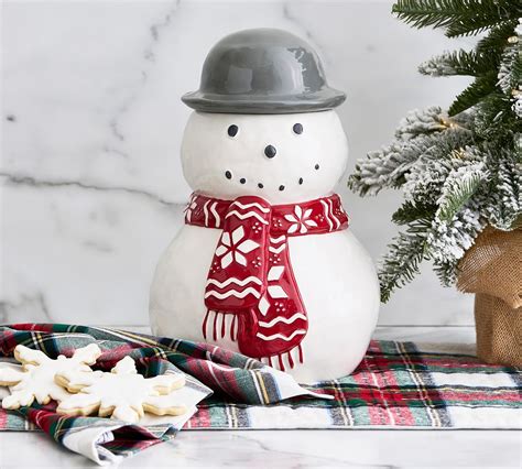 Archie the Snowman Stoneware Cookie Jar | Pottery Barn