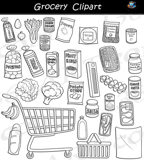 Grocery Shopping Cart Clipart Set Download - Clipart 4 School