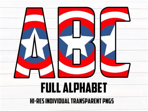 Captain America Letters Font Printable PNG | Etsy in 2021 | Lettering fonts, Letters, Lettering