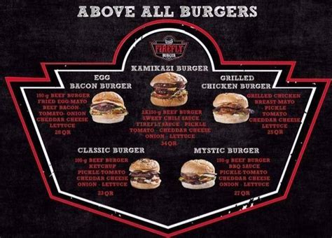 Firefly Burger Menu, Menu for Firefly Burger, Katara, Doha - Zomato Qatar