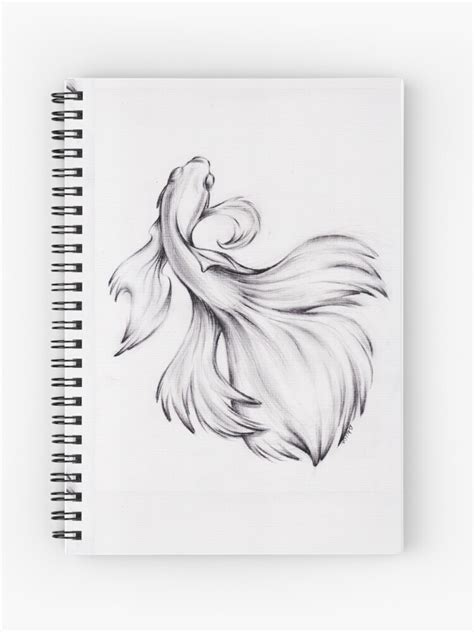 Belladonna Charcoal Pencil Drawing Of A Betta Fighting Fish Spiral Notebook ...