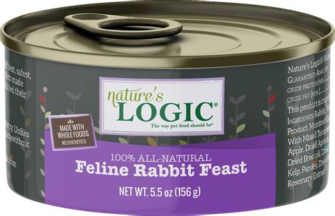 NATURE'S LOGIC Feline Rabbit Feast Grain-Free Canned Cat Food, 5.5-oz, case of 24 - Chewy.com