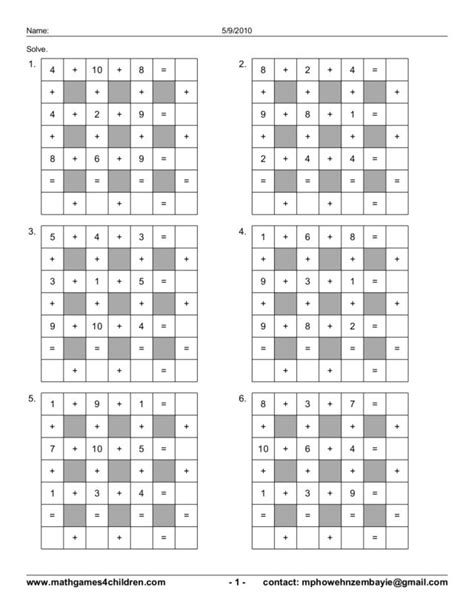 Math Square Games Worksheet for 2nd - 3rd Grade | Lesson Planet