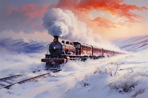 Premium AI Image | a train in the snow by person