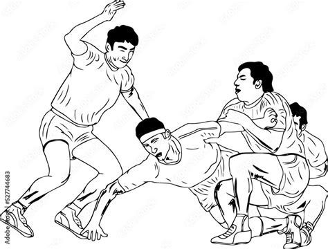 Indian Traditional Game Kabaddi vector, Sportsman Playing Kabaddi ...