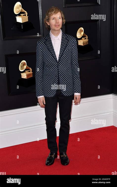 Beck arrives at the 61st Annual Grammy Awards red carpet at the Staples ...