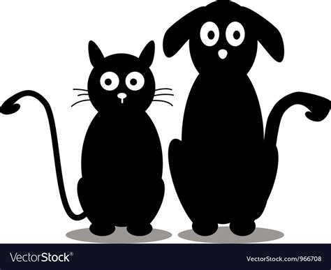 Cute cat and dog silhouette Royalty Free Vector Image