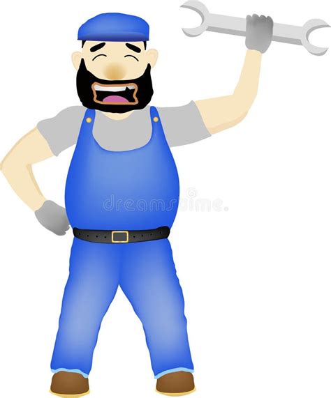 Maintenance Man with Wrench Vector Cartoon Stock Vector - Illustration of progress, work: 35049512