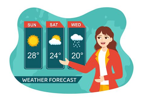 Meteorologist Vector Illustration with Weather Forecast and Atmospheric ...