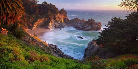 Фото бесплатно McWay Falls, Julia Pfeiffer Burns State Park, California Big Sur region, закат ...