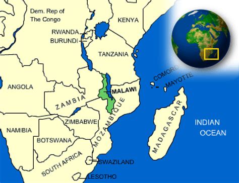 Malawi map. Terrain, area and outline maps of Malawi. | CountryReports - CountryReports