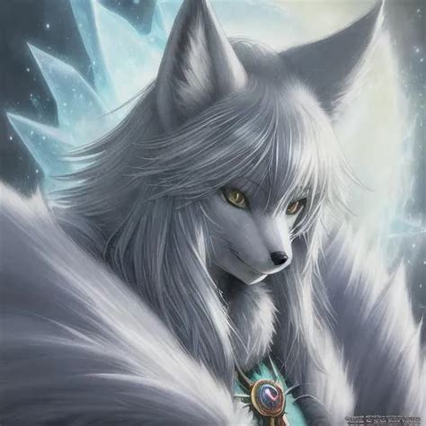 arctic fox woman wizard, fursona, furry art, anthro,...