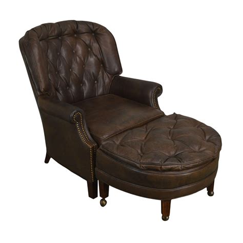 Brown Leather Tufted Regency Style Club Chair W/ Ottoman by Phillips ...