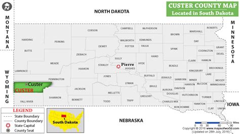 Custer County Map, South Dakota