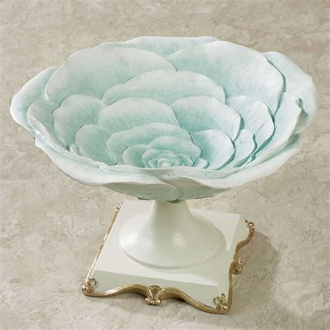 Rose Bloom Aqua Blue Floral Decorative Centerpiece Bowl