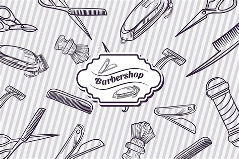 Premium Vector | The background shows a set of barber tools for a ...