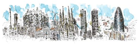 Skyline Barcelona. V.2 | Architecture sketch, Skyline, Sketches