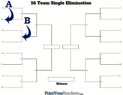 Single Elimination Tournament Brackets - Printable