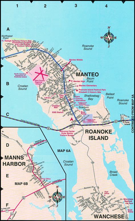 Manteo Map | Roanoke Island | Street Maps | NC | obxconsulting.com