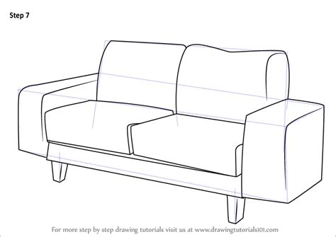 Learn How to Draw a Couch (Furniture) Step by Step : Drawing Tutorials