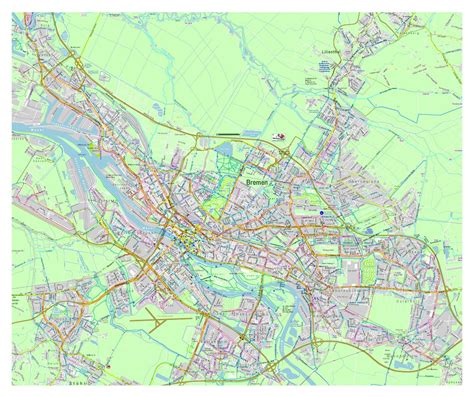 Large detailed map of Bremen city | Bremen | Germany | Europe ...