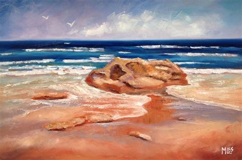 Day 22of the 30 paintings in 30 days Challenge. 'Beach Rock' I loved the way the waves were ...