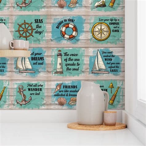 Nautical Quotes Wallpaper | Spoonflower