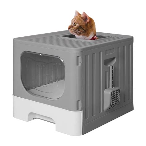 Large Cat Litter Box with Lid, High-Sided Top Front Entry Cat Litter ...