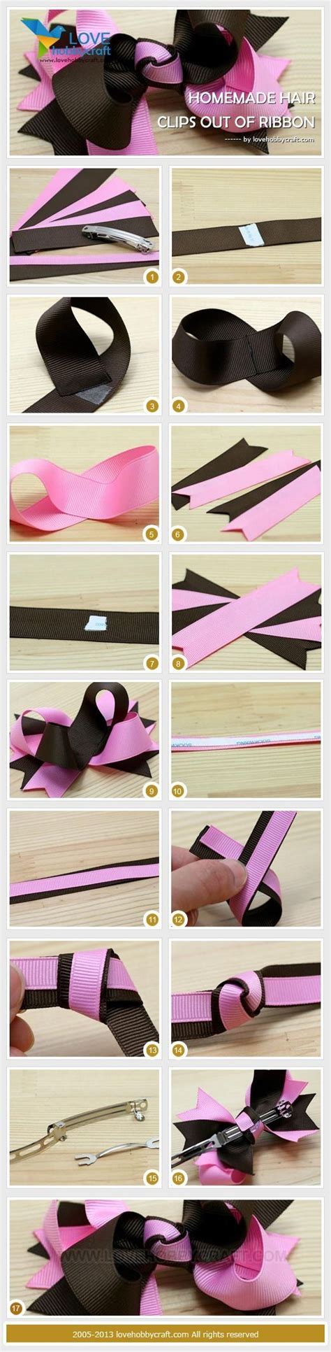 homemade hair clips out of ribbon by Sue Rawson HfRBR | Ribbon hair bows, Girl hair bows, Bow ...