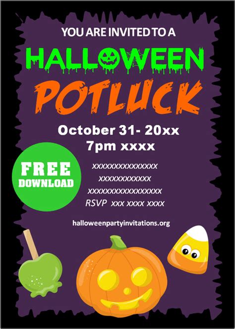 Free Printable Halloween Potluck Invitations Templates 😋 | Potluck ...