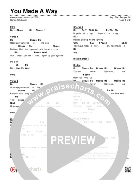 You Made A Way Chords PDF (Carlos Whittaker) - PraiseCharts