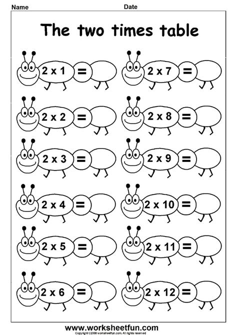 Multiplication Times Tables Worksheets – 2, 3, 4, 5, 6 & 7 Times Tables – Six W… | 1st grade ...