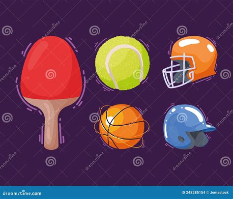 Sports Equipment Activity Icons Stock Vector - Illustration of ball, balloon: 248285154