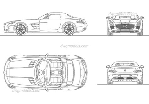 Mercedes-Benz SLS AMG Roadster 2012 DWG, free CAD Blocks download