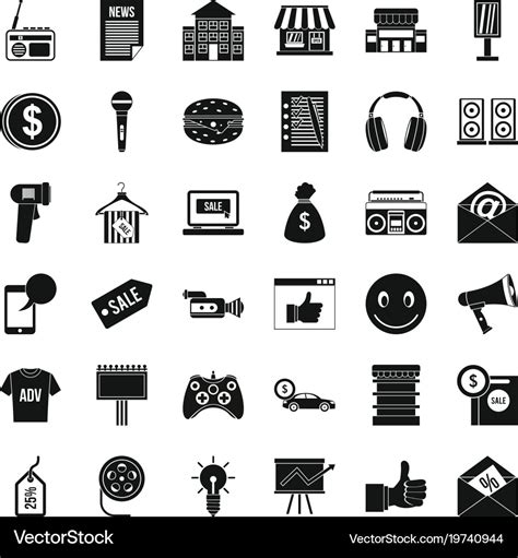 Merchandise icons set simple style Royalty Free Vector Image