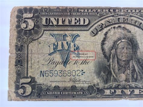 United States 1899 $5 Five Dollar Silver Certificate Indian Chief