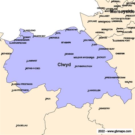 Clwyd County Boundaries Map