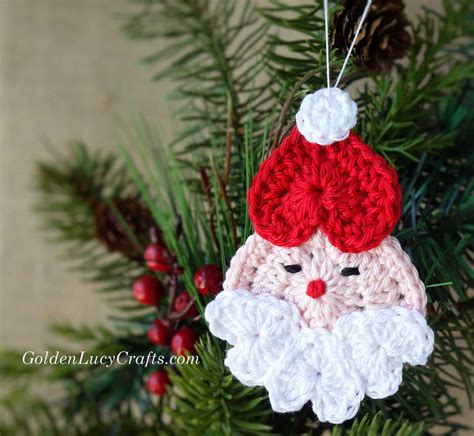 Crochet Santa Ornament, Free Crochet Pattern - GoldenLucyCrafts