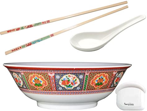 36 oz 8" Pho Rice /Noodle Soup Bowl Set, includes 1 pair of Chopsticks and 1 Oriental Soup Spoon ...