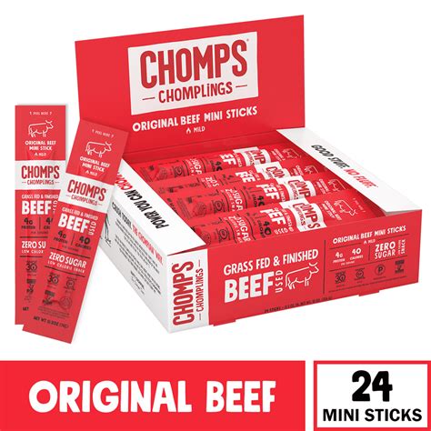 Chomps Mini Beef Jerky Sticks, Original Beef, Keto Snack, Healthy Snack ...