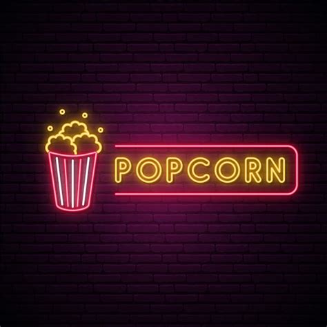 Premium Vector | Popcorn neon sign.