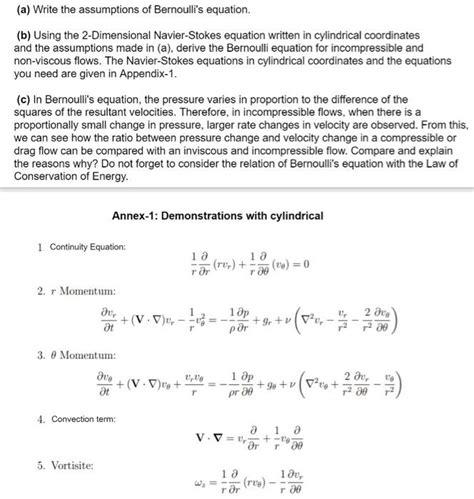 Solved (a) Write the assumptions of Bernoulli's equation. | Chegg.com