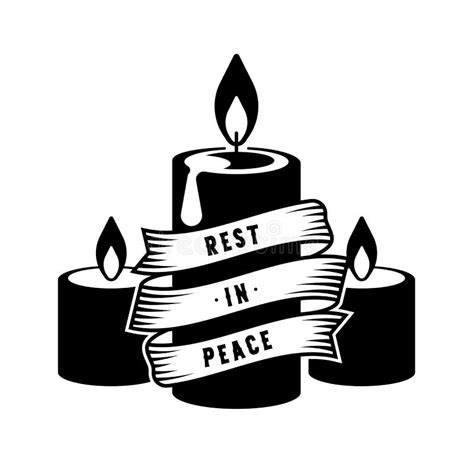 Rest in Peace Text in Ribbon with Roll Around Candle Light Sign Vector Design Stock Vector ...