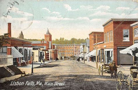 Lisbon Falls Maine Main Street Scene Historic Bldgs Antique Postcard ...