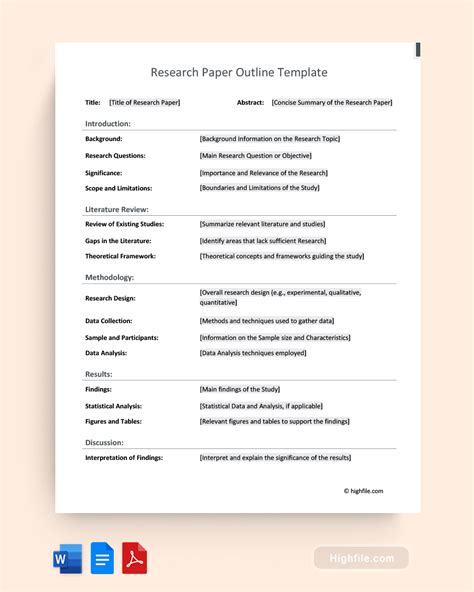 Research Paper Outline Template - Word | PDF | Google Docs - Highfile