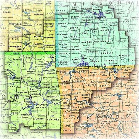 Map Of Missouri Arkansas And Oklahoma | Dakota Map