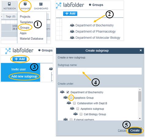 How to create a subgroup within a group/subgroup? - labfolder