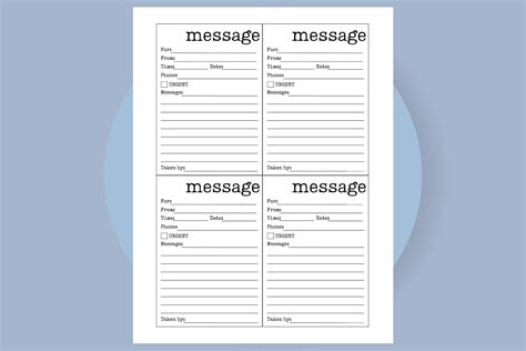 Printable Message Form, Missed Call PDF, Phone Message Memo Template, Minimalistic Message Form ...