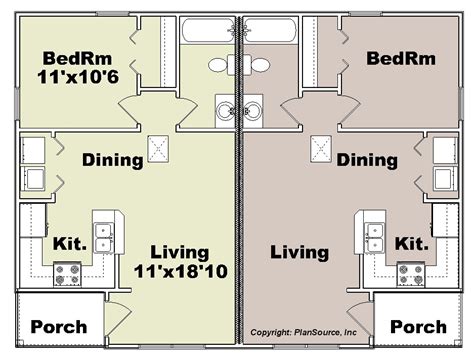 Duplex plan J0204-12d | Duplex house plans, Small apartment building plans, Duplex floor plans