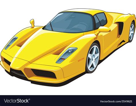 Yellow sports car Royalty Free Vector Image - VectorStock